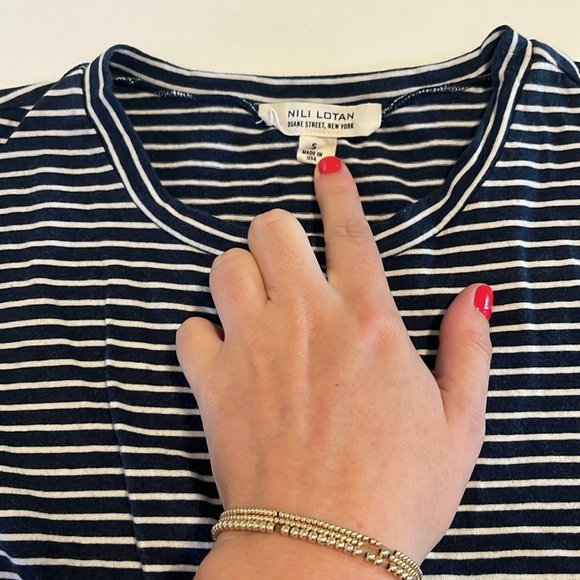 Niki Lotan Blue and White Stripped Muscle Tee - S - Picture 3 of 5